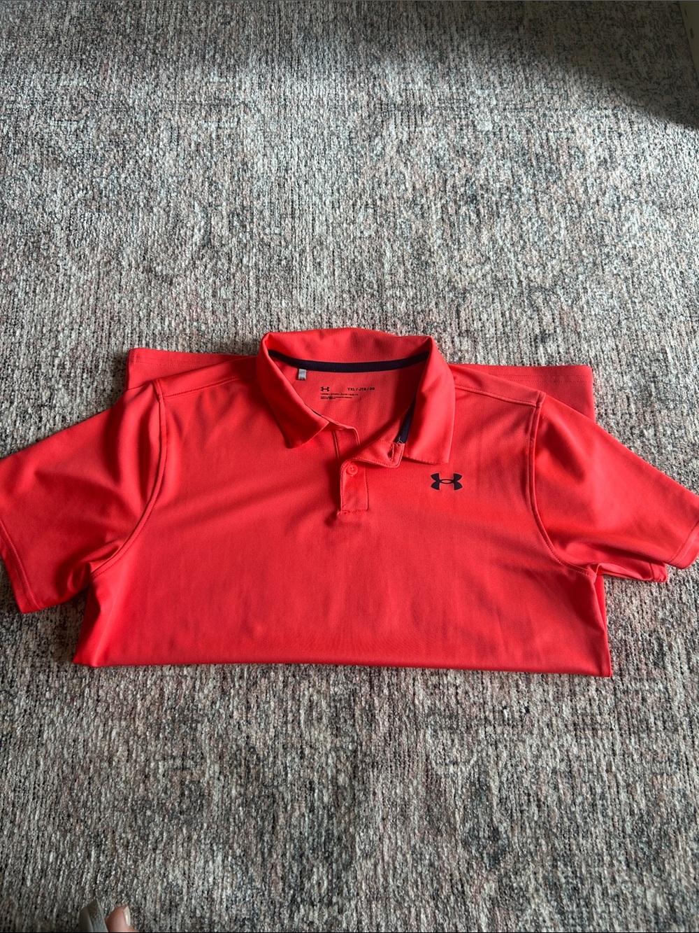 Under Armour Bright Orange Short-Sleeve Polo with Black Logo